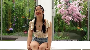 Petite and shy Asian girl with pigtails in hardcore sexual experience