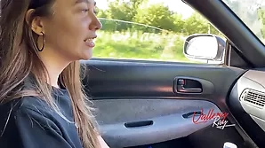 Steamy affair between a Russian MILF and an Asian beauty in a car.