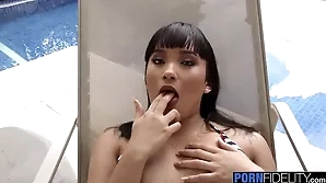 Beautiful Brazilian cutie Lina Nakamura in a hot anal scene in POV style.