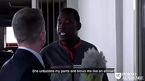 A young teacher from a Russian adult film academy tries out anal pleasure with a black man.