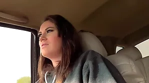 Beautiful English college girl gives a great blow job while in the car.