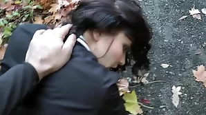 A woman seduces a smoker in a park and gives him a hot anal sex.