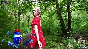 Barbie Una's hardcore POV scene in the woods