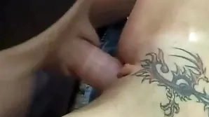 Close up and personal: tattooed brunette gets it hard in the ass